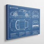 Porsche 911 GT3 RS (991) Blueprint by Action Blueprints (18"H x 26"W x 1.5"D)