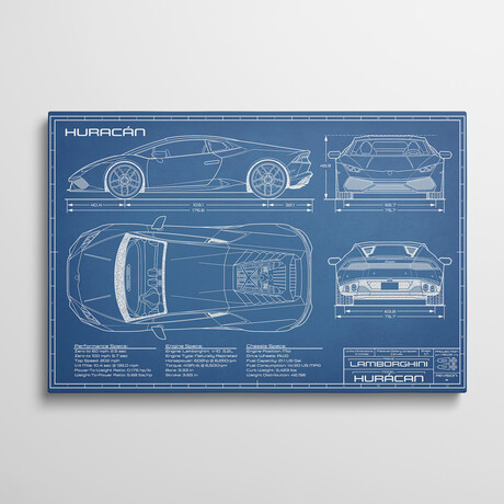 Lamborghini Huracan LP 610-4 Blueprint by Action Blueprints (18"H x 26"W x 1.5"D)