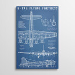 B-17 Vintage Bomber Airplane Blueprint by Action Blueprints (26"H x 18"W x 1.5"D)