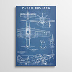 P-51 Mustang Vintage Airplane Blueprint by Action Blueprints (26"H x 18"W x 1.5"D)