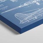 B-17 Vintage Bomber Airplane Blueprint by Action Blueprints (26"H x 18"W x 1.5"D)