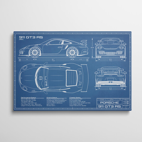 Porsche 911 GT3 RS (991) Blueprint by Action Blueprints (18"H x 26"W x 1.5"D)