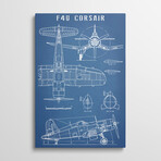 F4U Corsair Vintage Navy Airplane Blueprint by Action Blueprints (26"H x 18"W x 1.5"D)