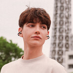 Clip Fast-Charging Open-Air Wireless Earbuds with AI Tech // Argent/Black