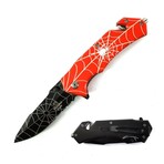 Tactical Rescue Style Knife // SE-707 // Orange/Spiderweb (Spring Assist)