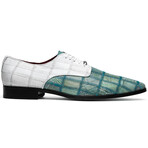 Pissa // Caiman Belly + Lizard Ring Skin Leather Derbys // Teal + White (11)