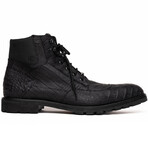 Leoni // Caiman Belly Skin Leather Boots // Oil Black (8)