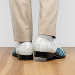 Pissa // Caiman Belly + Lizard Ring Skin Leather Derbys // Aqua + White (8)