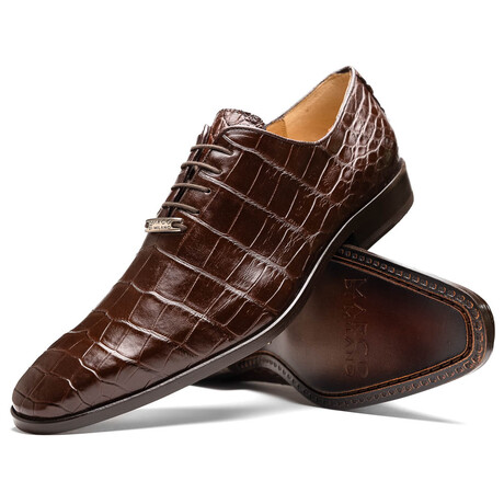 Bono // Alligator Skin Leather Oxford // Brown (8)