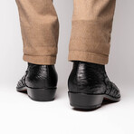 Giorgio // Ostrich Skin Leather Chelsea Boot // Black (8)