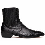 Giorgio // Ostrich Skin Leather Chelsea Boot // Black (8)