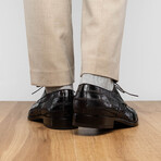 Pissa // Caiman Belly + Lizard Ring Skin Leather Derbys // Brown (8)