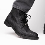 Leoni // Caiman Belly Skin Leather Boots // Oil Black (8)