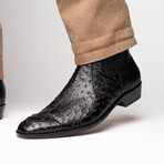 Giorgio // Ostrich Skin Leather Chelsea Boot // Black (8)