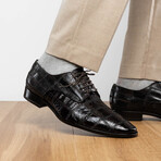 Pissa // Caiman Belly + Lizard Ring Skin Leather Derbys // Brown (8)