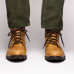 Leoni // Caiman Belly Skin Leather Boots // Oil Orix (8.5)