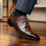 Bono // Alligator Skin Leather Oxford // Brown (8)