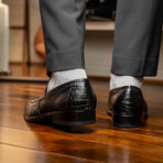 Matteo // Alligator Skin Leather Loafer // Black (8.5)