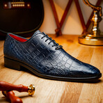 Bono // Alligator Skin Leather Oxford // Navy (8)