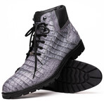 Leoni // Caiman Belly Skin Leather Boots // Oil Gray (8)