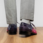 Pissa // Caiman Belly + Lizard Ring Skin Leather Derbys // Pink + Purple (8)