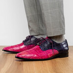 Pissa // Caiman Belly + Lizard Ring Skin Leather Derbys // Pink + Purple (8)