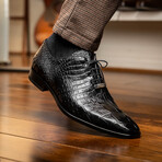 Bono // Alligator Skin Leather Oxford // Black (8)