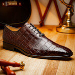 Bono // Alligator Skin Leather Oxford // Brown (8)