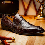 Matteo // Alligator Skin Leather Loafer // Brown (8)