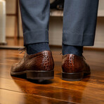 Bono // Alligator Skin Leather Oxford // Brown (8)
