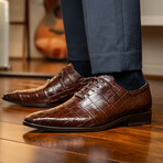 Bono // Alligator Skin Leather Oxford // Brown (8)