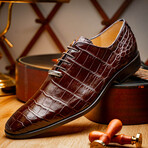 Bono // Alligator Skin Leather Oxford // Brown (8)