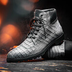 Leoni // Caiman Belly Skin Leather Boots // Oil Gray (8)