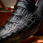 Matteo // Alligator Skin Leather Loafer // Black (8.5)