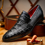 Matteo // Alligator Skin Leather Loafer // Black (8.5)