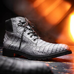 Leoni // Caiman Belly Skin Leather Boots // Oil Gray (8)