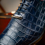 Bono // Alligator Skin Leather Oxford // Navy (8)