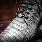 Leoni // Caiman Belly Skin Leather Boots // Oil Gray (8)