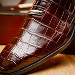 Bono // Alligator Skin Leather Oxford // Brown (8)