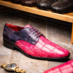 Pissa // Caiman Belly + Lizard Ring Skin Leather Derbys // Pink + Purple (8)