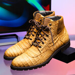 Leoni // Caiman Belly Skin Leather Boots // Oil Orix (8.5)