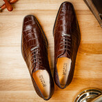 Bono // Alligator Skin Leather Oxford // Brown (8)