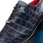 Bono // Alligator Skin Leather Oxford // Navy (8)