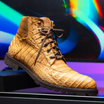 Leoni // Caiman Belly Skin Leather Boots // Oil Orix (8.5)