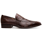 Matteo // Alligator Skin Leather Loafer // Brown (8)