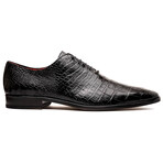 Bono // Alligator Skin Leather Oxford // Black (8)