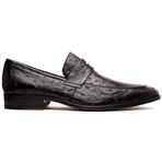 Salvatore // Ostrich Skin Leather Loafer // Black (8)