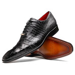Bono // Alligator Skin Leather Oxford // Black (8)