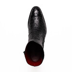 Giorgio // Ostrich Skin Leather Chelsea Boot // Black (8)