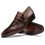 Matteo // Alligator Skin Leather Loafer // Brown (8)